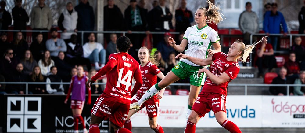 Hammarbys Ellen Wangerheim under fotbollsmatchen i Damallsvenskan mellan Piteå och Hammarby 13 maj 2024 i Piteå.