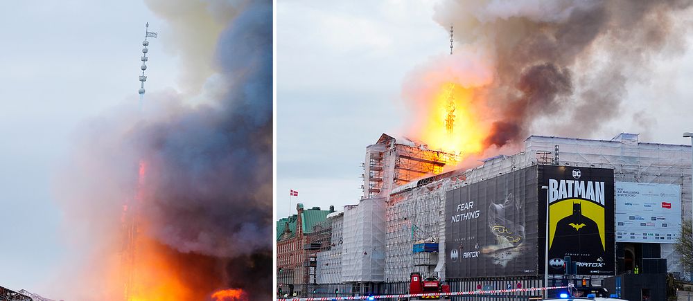 Börsen i Köpenhamn brinner.