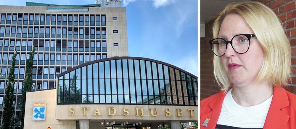 Luleås stadshus och en bild på kommunalrådet Carina Sammeli (S).