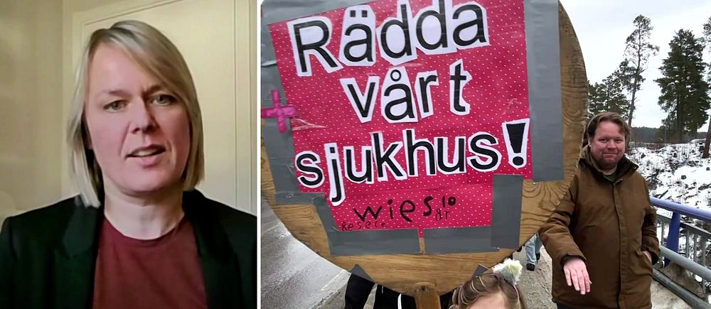 Desirée Enlund och demonstration mot avveckling av Sollefteå sjukhus.