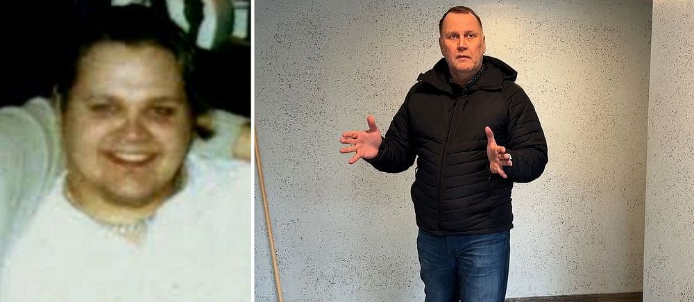 Tvådelad bild. Till vänster: 22-årige Janne Tuikka i vit tröja. Till höger: polisen Ronnie Stensson i svart jacka i trapphus.