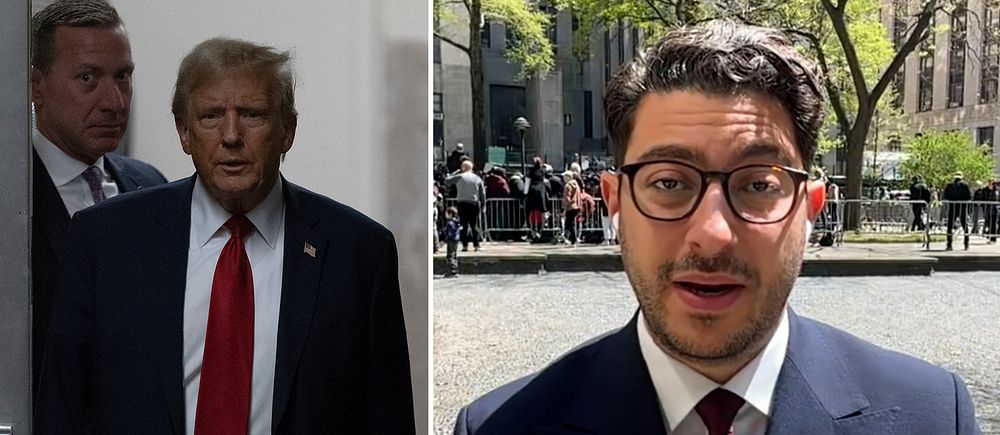 USA:s expresident Donald Trump och SVT:s reporter Fouad Youcefi.