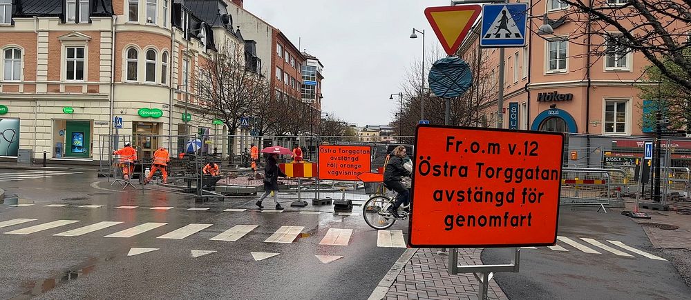 Korsningen Östra Torggatan – Drottninggatan avstängd för gatuarbete