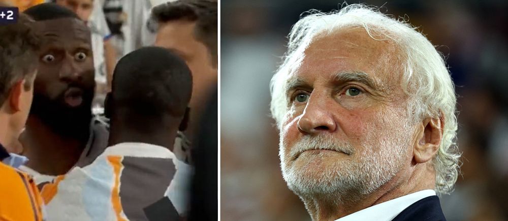 Delad bild. Till vänster: fotbollsspelare i orange lagtröja. Till höger: äldre man i vit skjorta och kavaj.