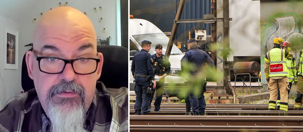 Polis och räddningstjänst vid godsbangården i Malmö efter allvarlig olycka där.