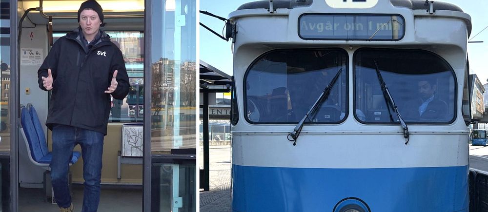 SVTs reporter Kristian Åkergren och ett montage av den nya spårvagnslinjen som kommer börja rulla i Göteborg.