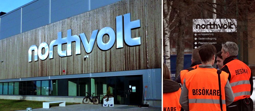 northvoltskylt och besökare