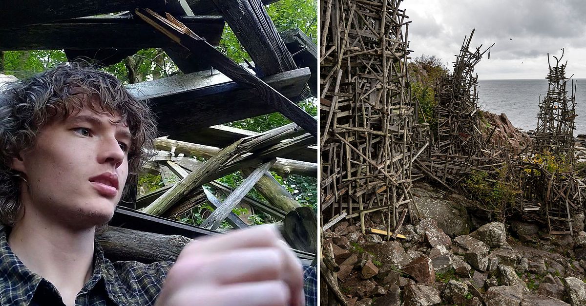 Lars Vilks vänner röjer upp runt Nimis efter tornets fall | SVT Nyheter
