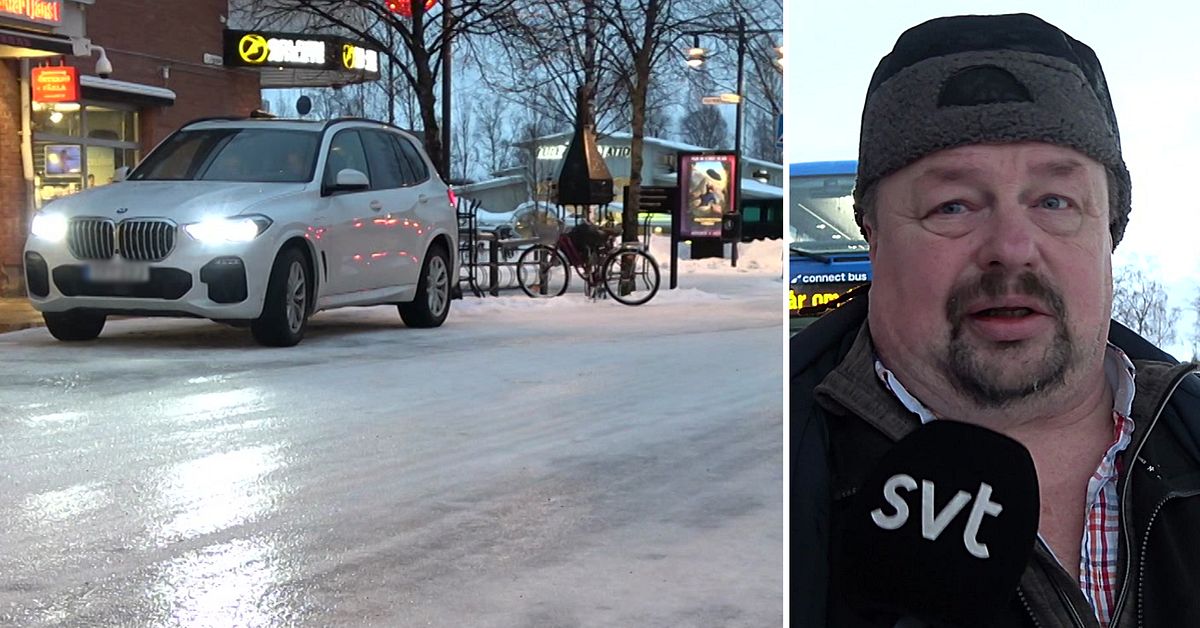 Luleå en isbana – bussföraren Mats: ”Nyspolad hockeyrink” | SVT Nyheter