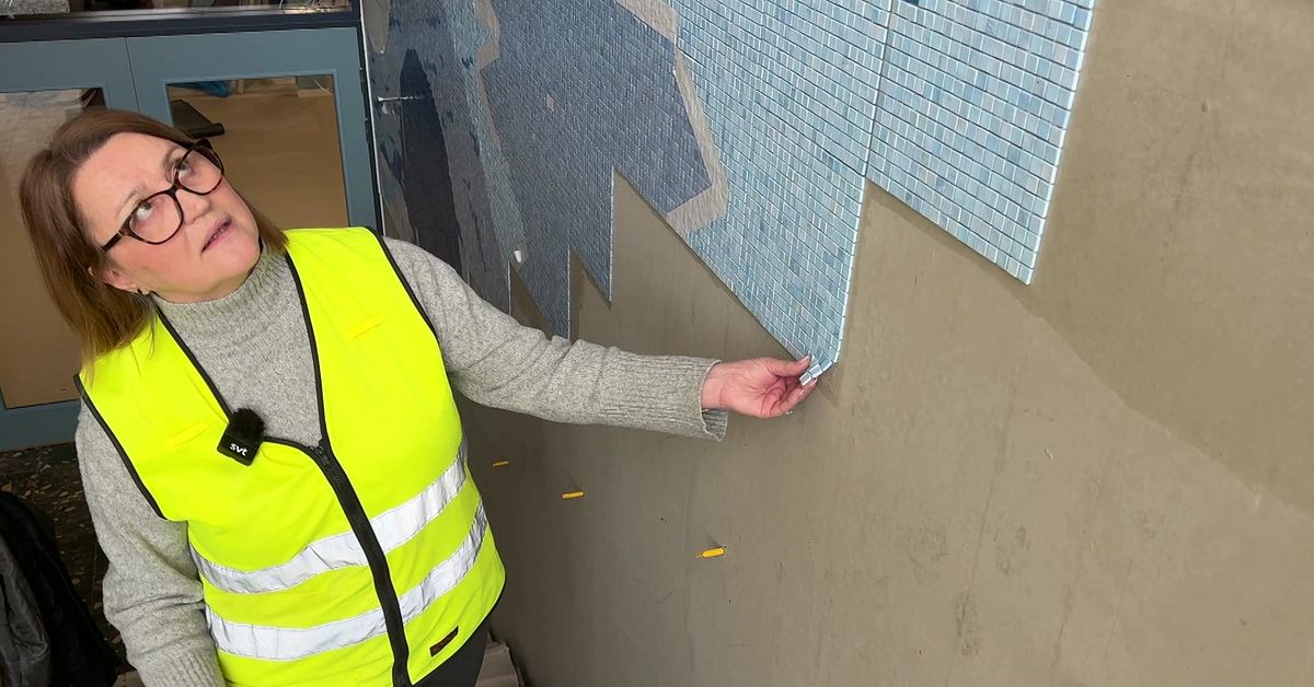 Konst f&ouml;r miljonbelopp p&aring; nya skolan m&aring;ste rivas &ndash; sattes upp med tapetlim