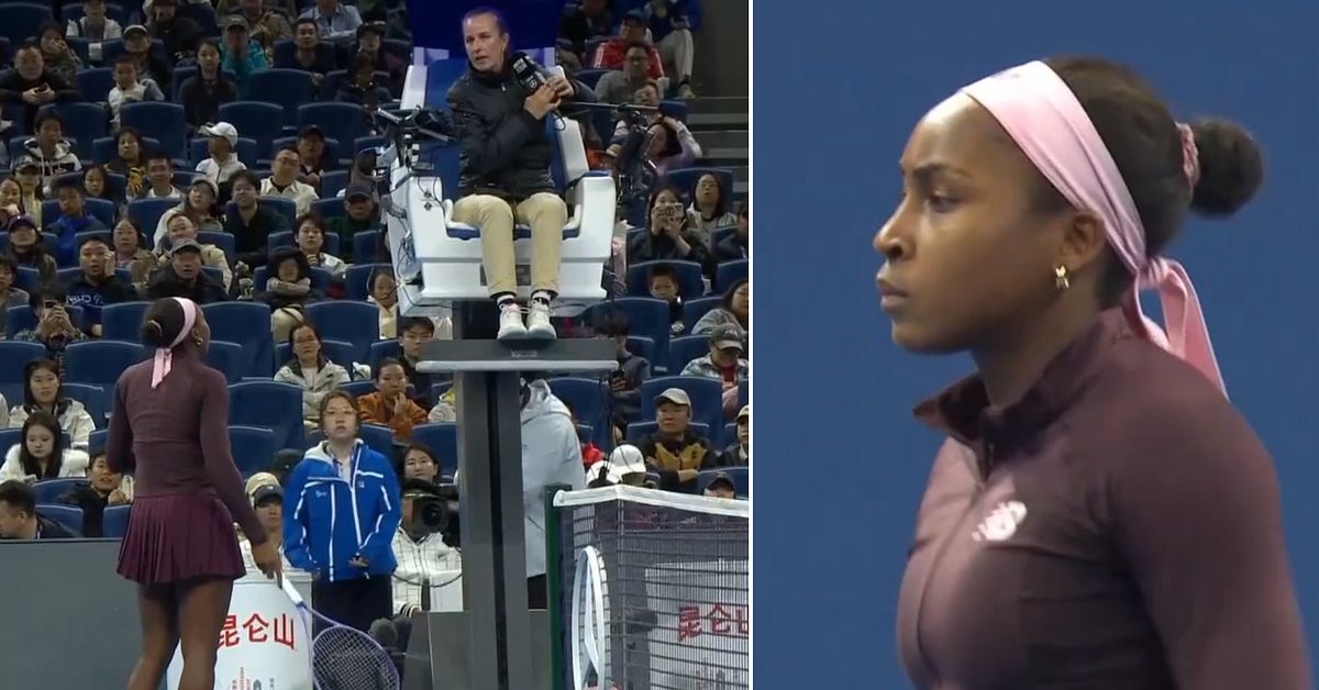 Coco Gauff under match i China Open efter kontroversiell boll