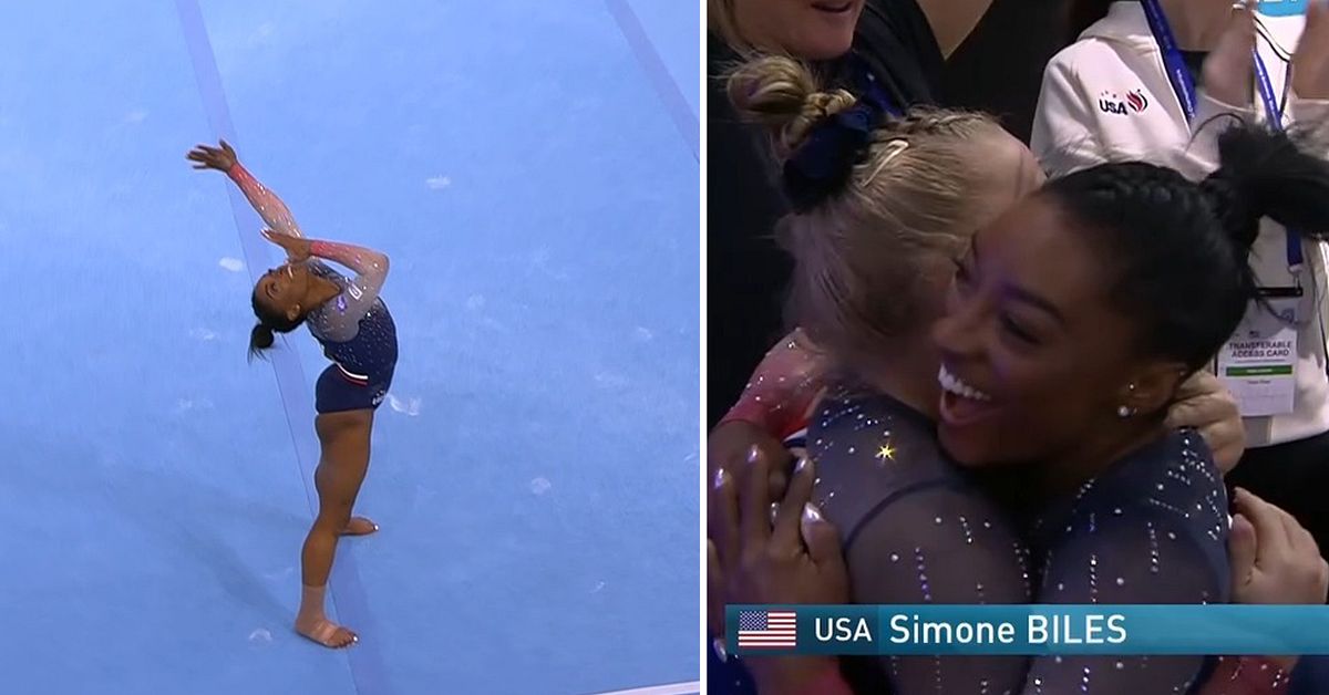 Simone Biles has saved World Tag Team Championship gold – after a miss by Lian Wong