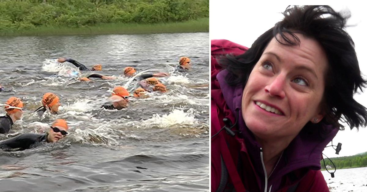Madeleine fasar för den isande starten i Gällivares sista triathlon
