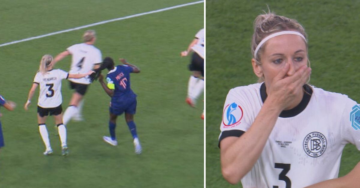 Tyskland får rött kort i EM-kvartsfinalen – drog i håret