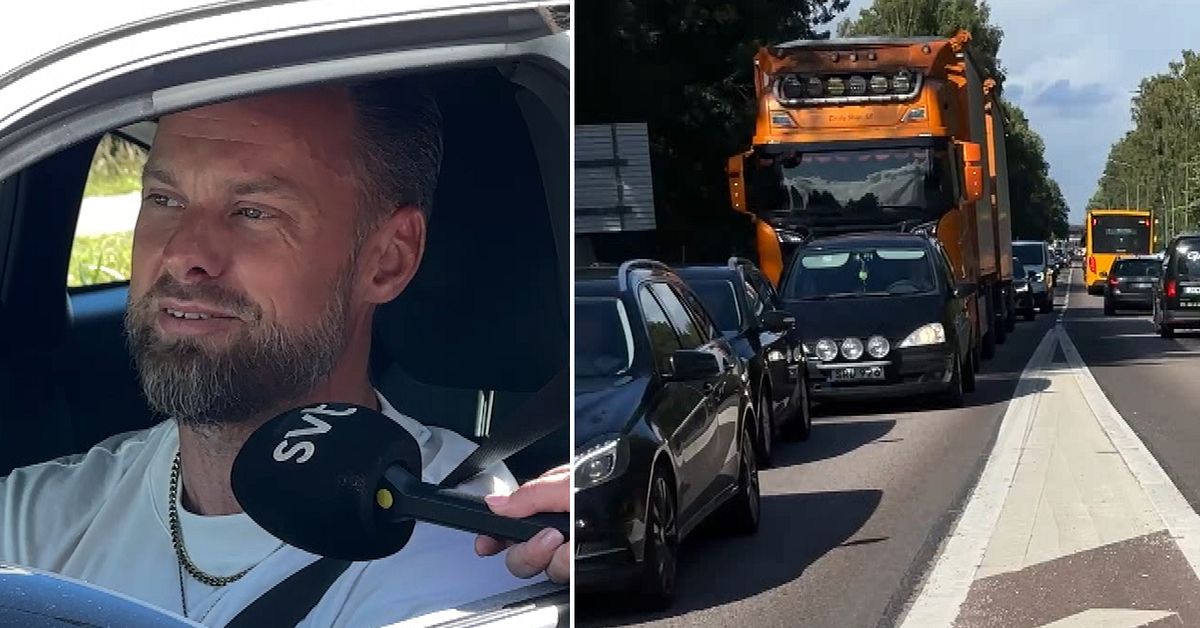 L&aring;nga k&ouml;er efter st&auml;ngningen av Ullebergsleden i Karlstad