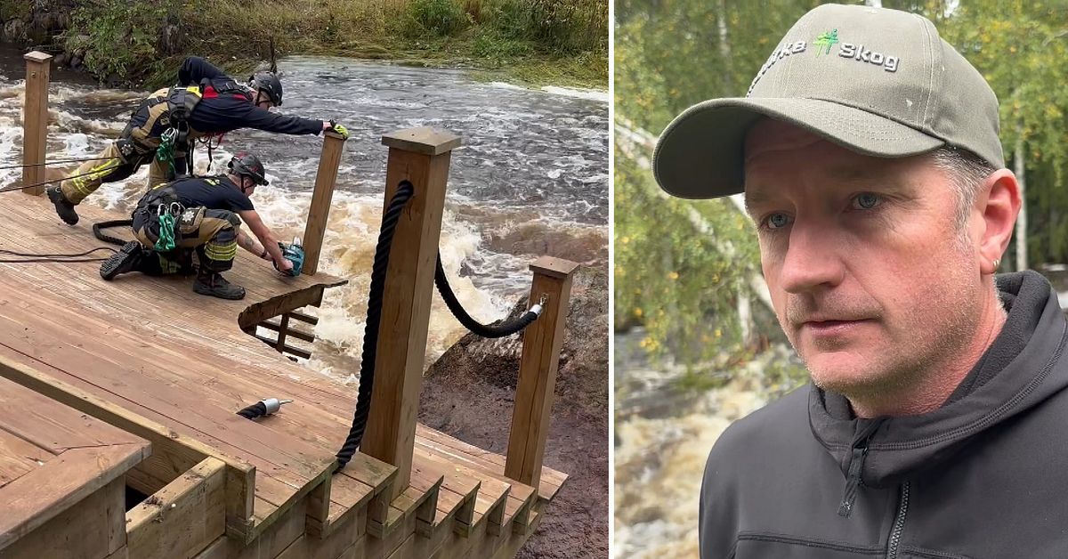 Antons hus på väg ner i ån – här tvingas han kapa altanen
