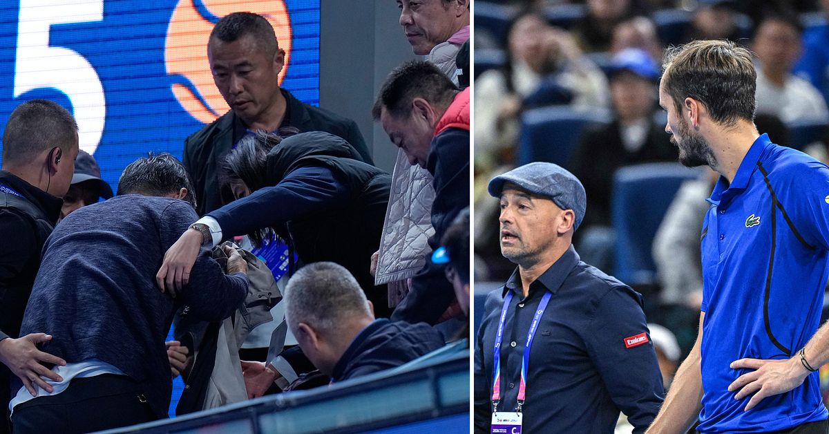 Daniil Medvedev tr&auml;ffade &aring;sk&aring;dare i ansiktet &ndash; d&ouml;ms till f&ouml;rlust