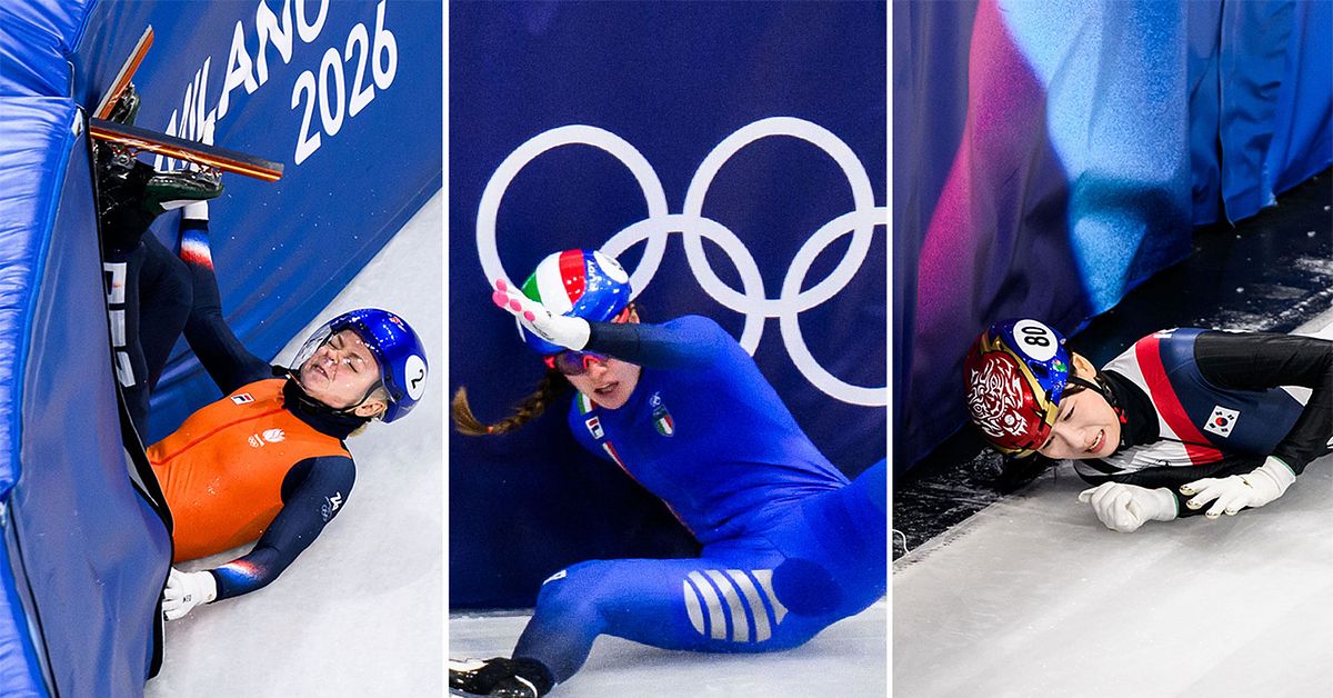 Parodiska scener i OS-skridskon: &rdquo;Vad h&auml;nder &ndash; alla ramlar!?&rdquo;