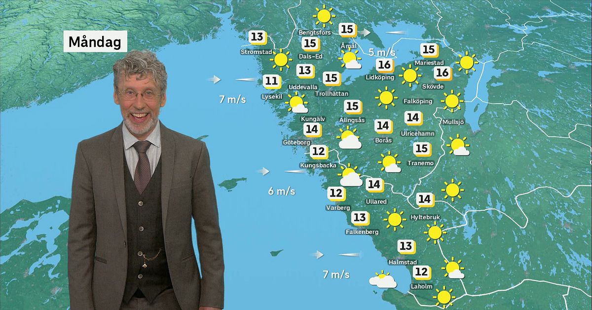 Sol på himlen – så blir måndagens väder i Halland | SVT Nyheter