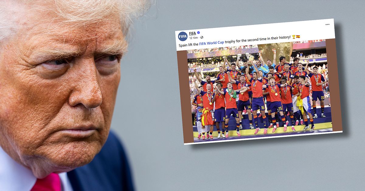 Har Spanien och Fifa suddat bort Trump p&aring; vinnarbilderna?