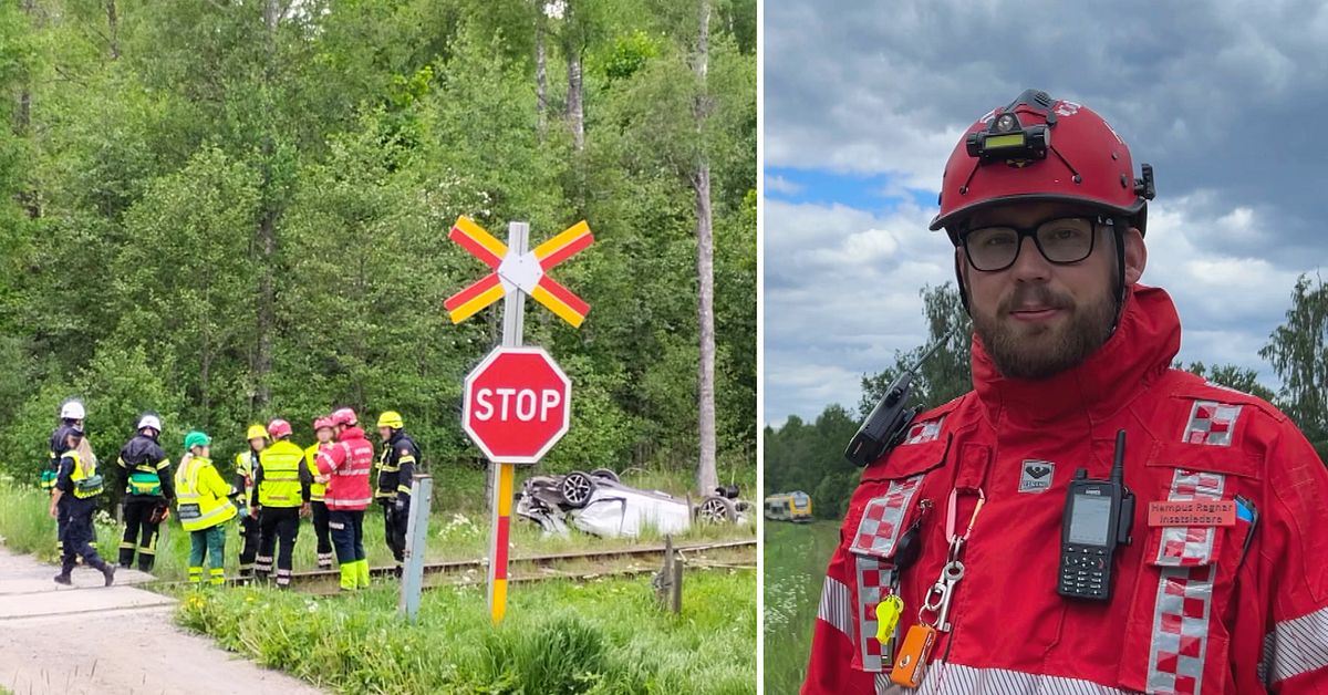 Tv&aring; allvarligt skadade efter kollision mellan t&aring;g och bil utanf&ouml;r Vetlanda