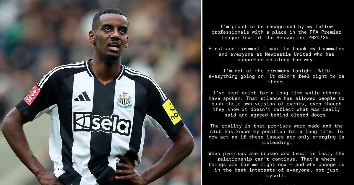 Alexander Isak talar ut på Instagram