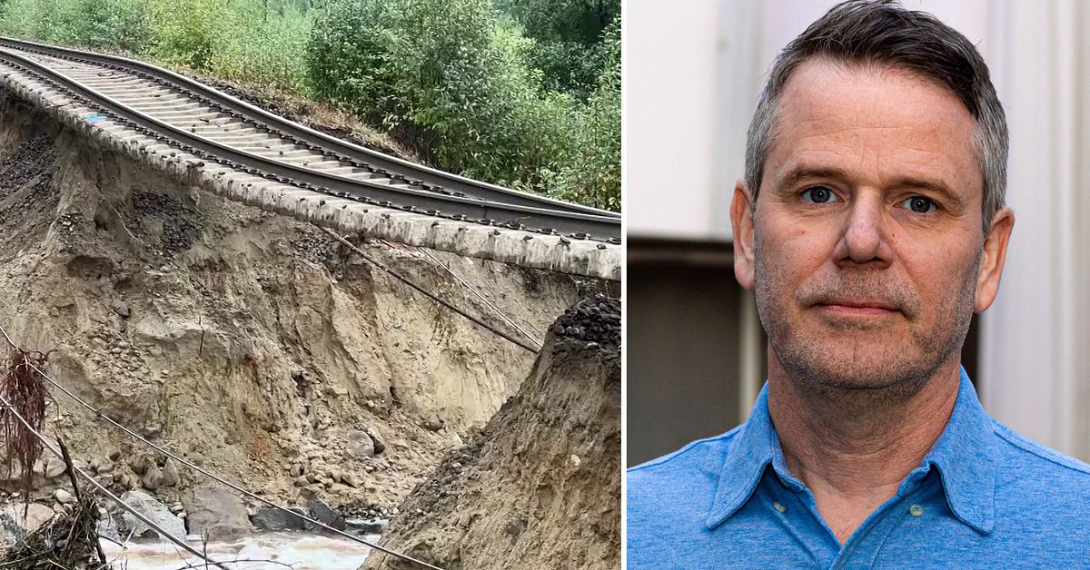 Trafikkaos och skyfall – vägar och banvallar i Ångermanland spolades bort