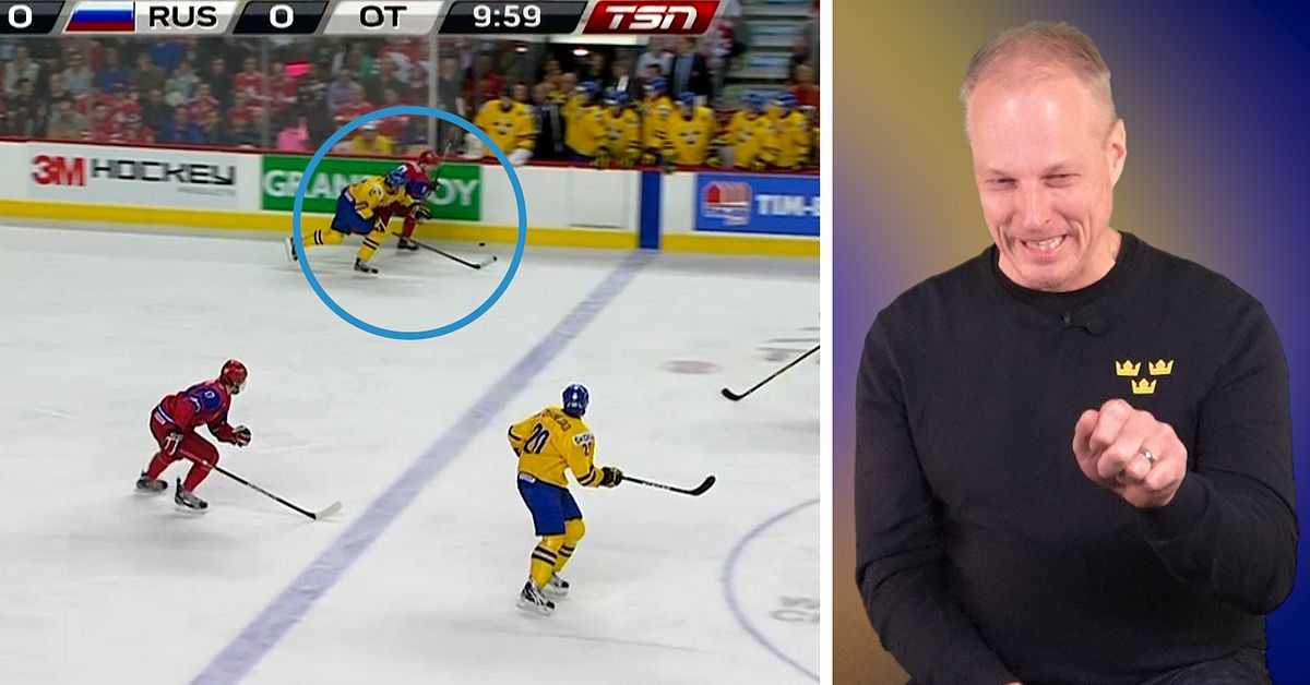 Magnus H&auml;velid pekar ut ov&auml;ntade hj&auml;lten i det klassiska guldklippet