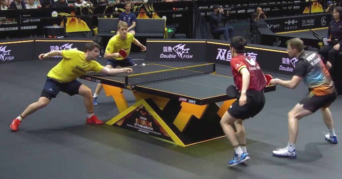 Anton Källberg och Kristian Karlsson i dubbelmatch vid China Smash