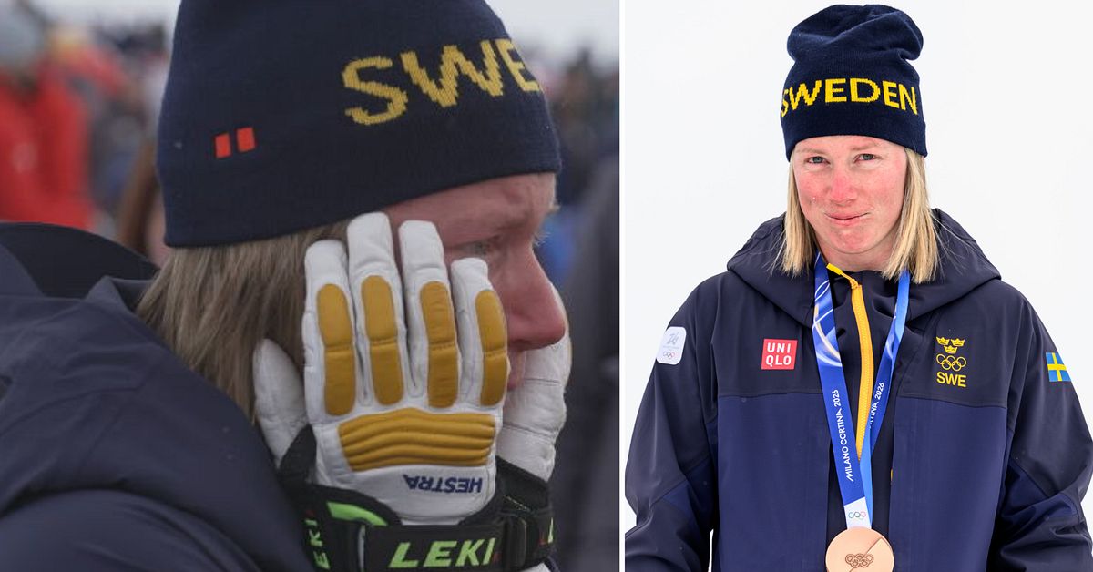 Sandra N&auml;slund i t&aring;rar efter OS-bronset i skicross