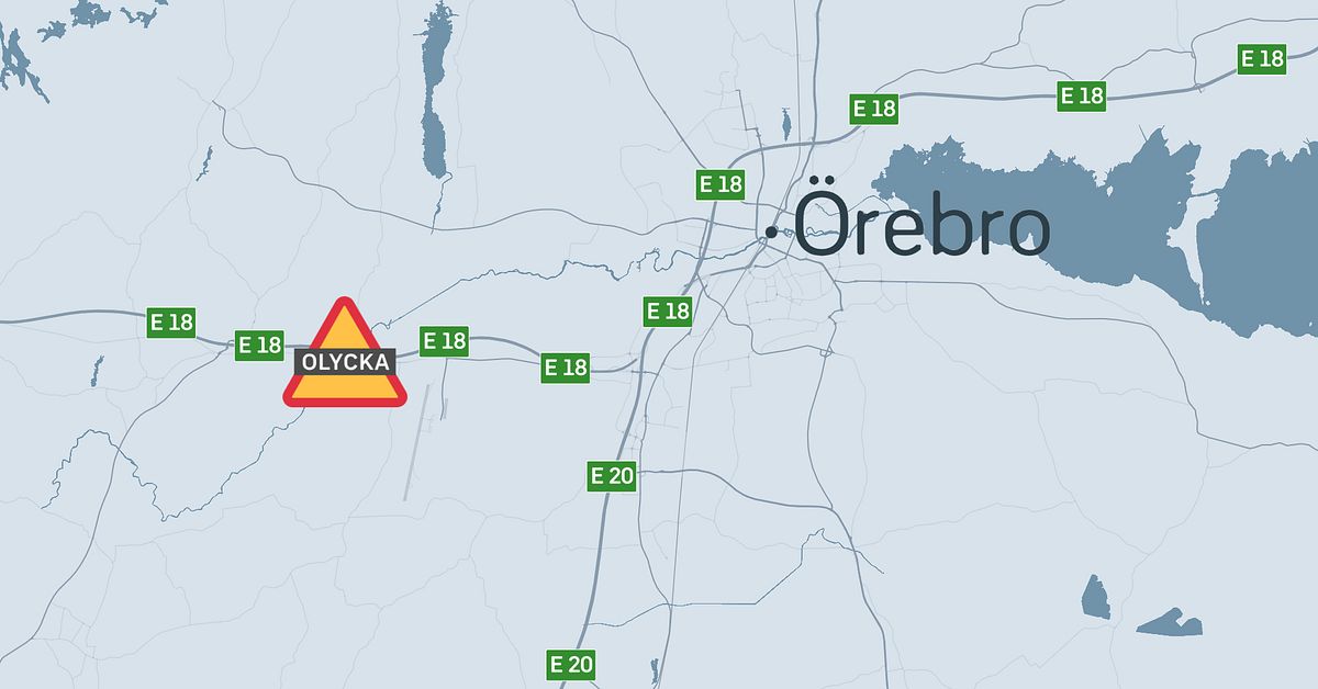 Lastbilsolycka p&aring; E18 v&auml;ster om &Ouml;rebro &ndash; en till sjukhus