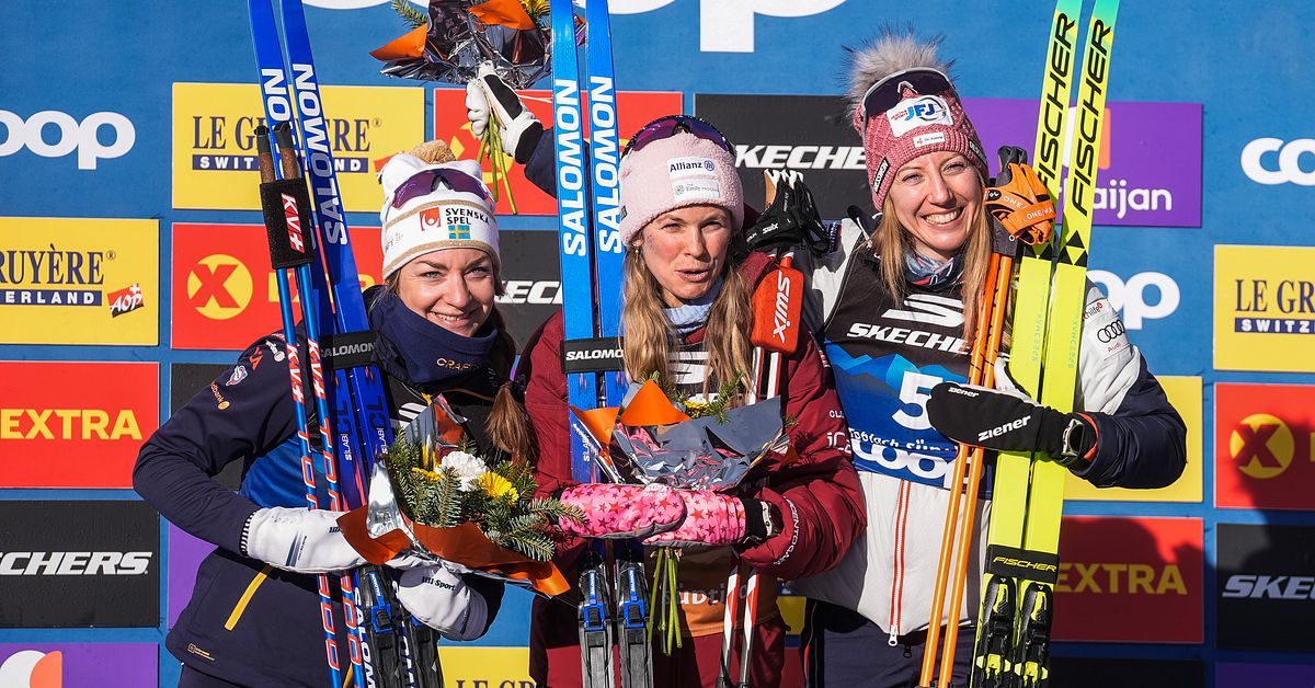 Moa Ilar on the podium in the pursuit — second place in Toblach
