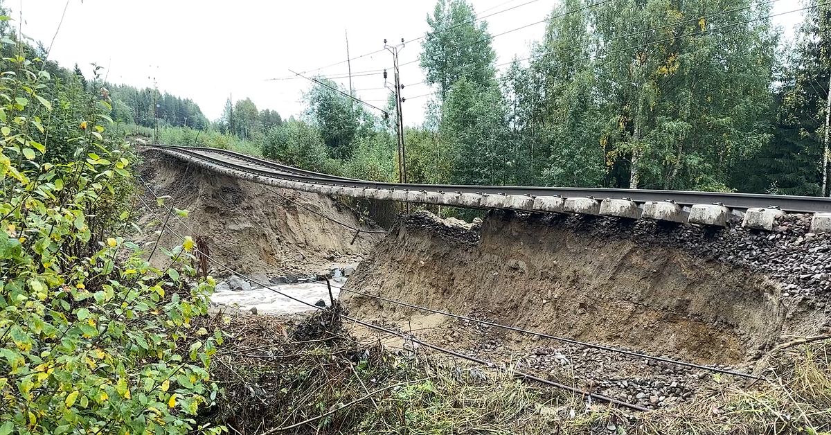 Efter skyfallen – totalstopp för SJ:s tågtrafiken till Norrbotten