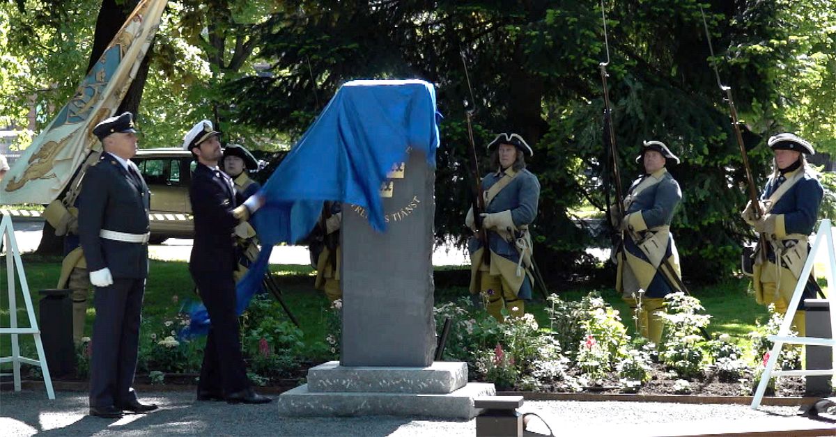 Allvarlig stund n&auml;r prinsen avt&auml;ckte veteranmonument i Vasaparken i V&auml;ster&aring;s