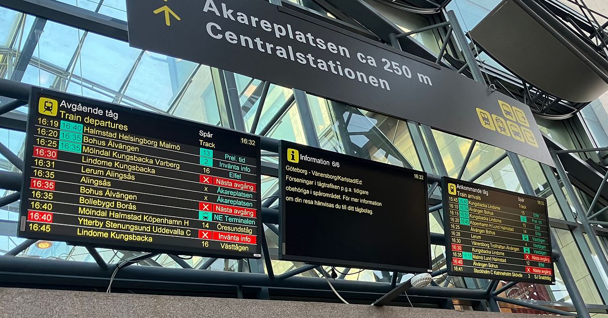 Tågstopp på Göteborg central – elfel stoppar trafiken | SVT Nyheter