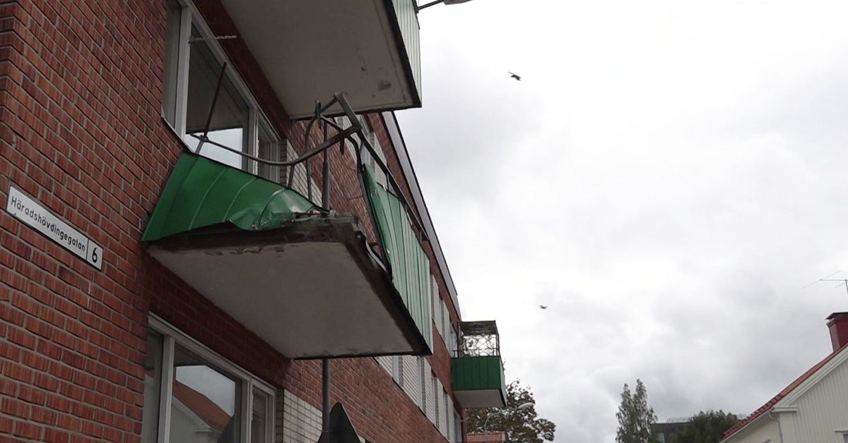 Lastbil kraschade in i balkong i Ume&aring; &ndash; se skadorna