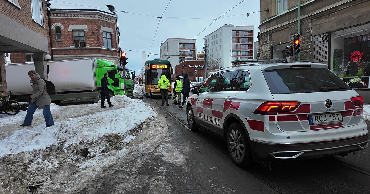 Sp&aring;rvagnskrock i centrala Norrk&ouml;ping