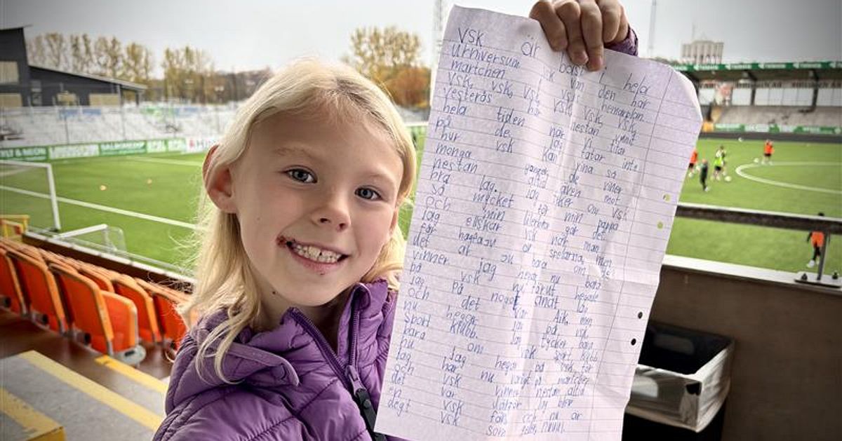 Wilda, 8, skrev kärleksbrev till Västerås SK – peppar spelarna inför avgörandet i Superettan