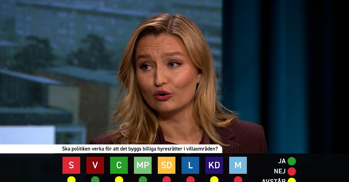 Här gör Ebba Busch en imitation av Nooshi Dadgostar