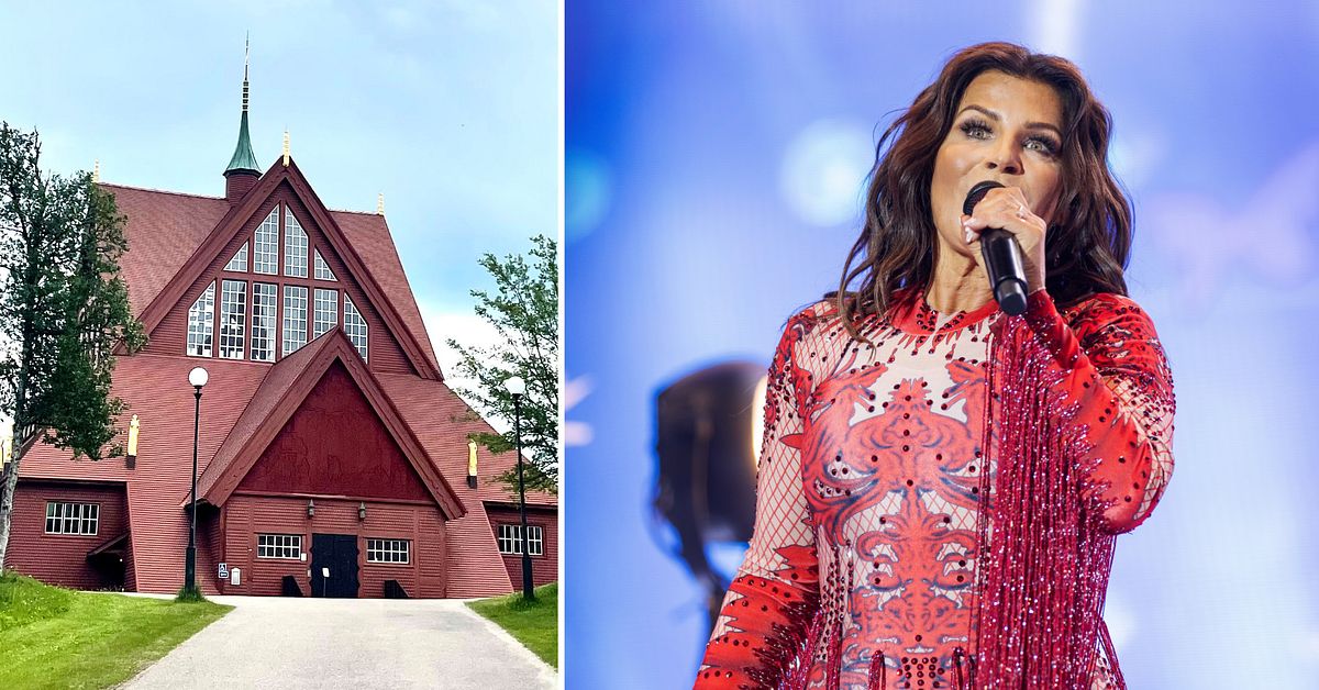 Carola uppträder vid kyrkflytten i Kiruna