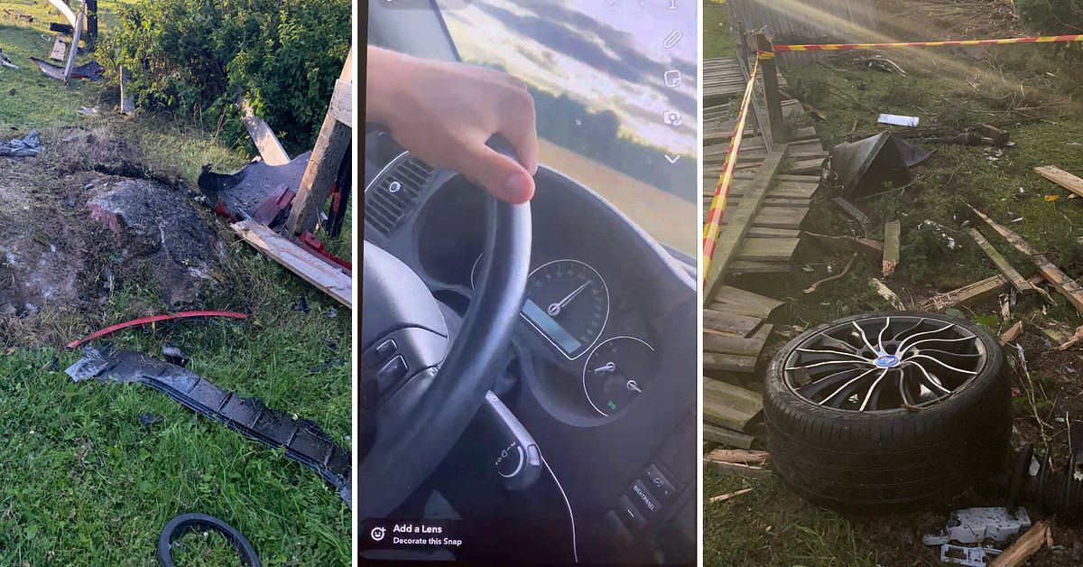 Här kraschar bilen i trädgården utanför Uppsala – se filmen inifrån bilen