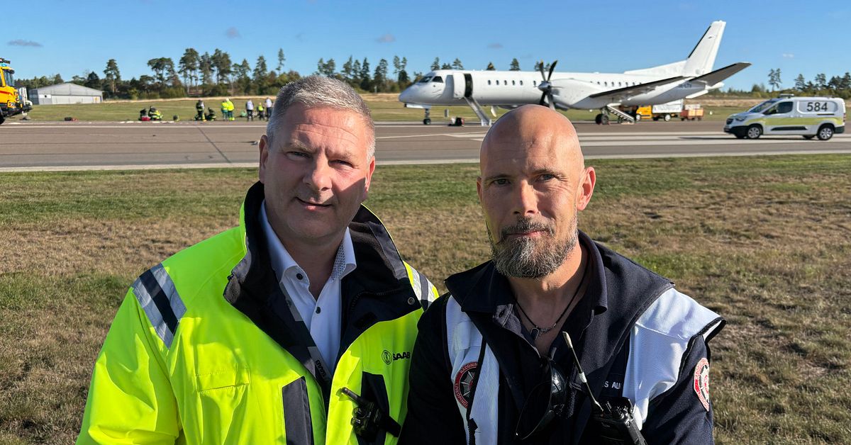 Katastrof&ouml;vning p&aring; flygplatsen i Link&ouml;ping &ndash; passagerarplan evakuerades