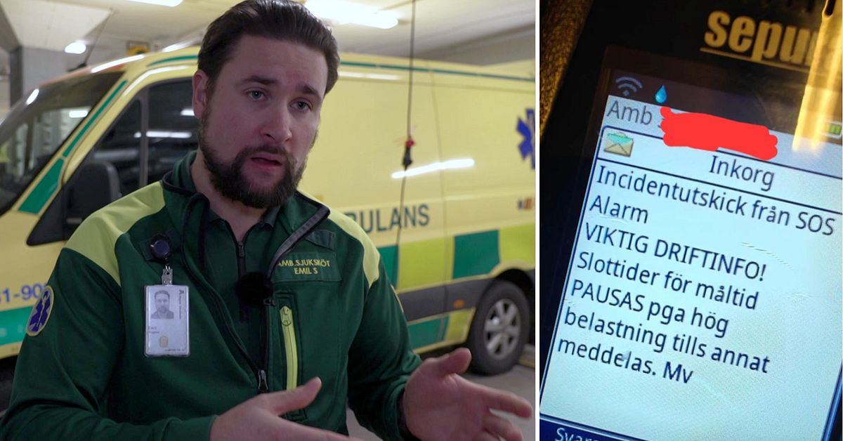 Sms:et till ambulanspersonalen: Inga matraster – för hög belastning