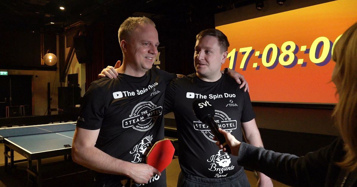 H&auml;r tar pingisduon v&auml;rldsrekord i V&auml;ster&aring;s &ndash; h&ouml;ll en boll ig&aring;ng i 17 timmar