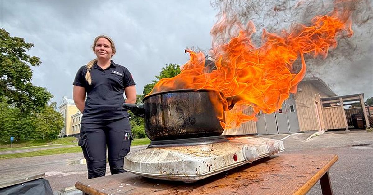 Se när oljan och vattnet exploderar – orsakar storbrand i köket