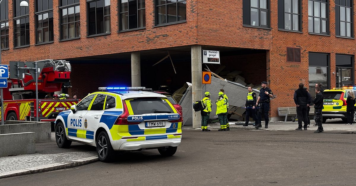 Tak har rasat vid Munktellgaraget i Eskilstuna