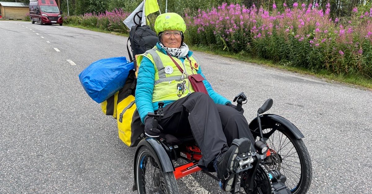 Klimatcyklisten Dorothee, 75, trampar 300 mil f&ouml;r milj&ouml;n