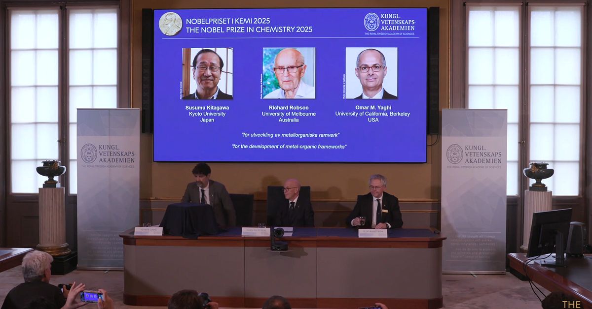 Trio tilldelas Nobelpriset i kemi 2025