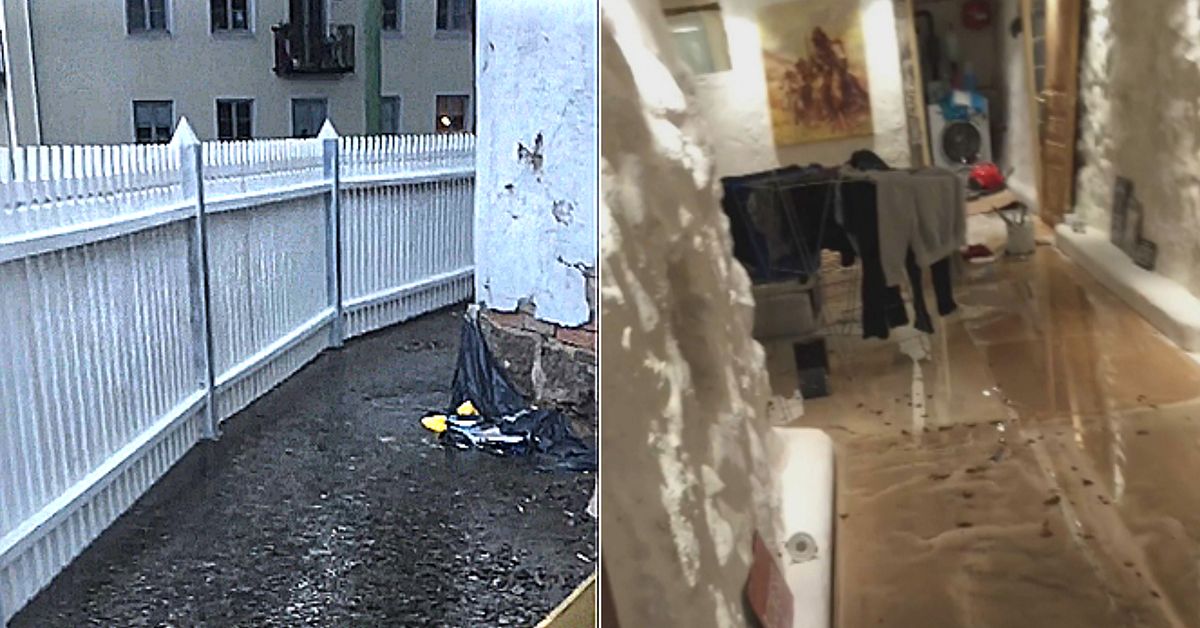 Vatten fyller Charlottes hus — water fills Charlotte's house