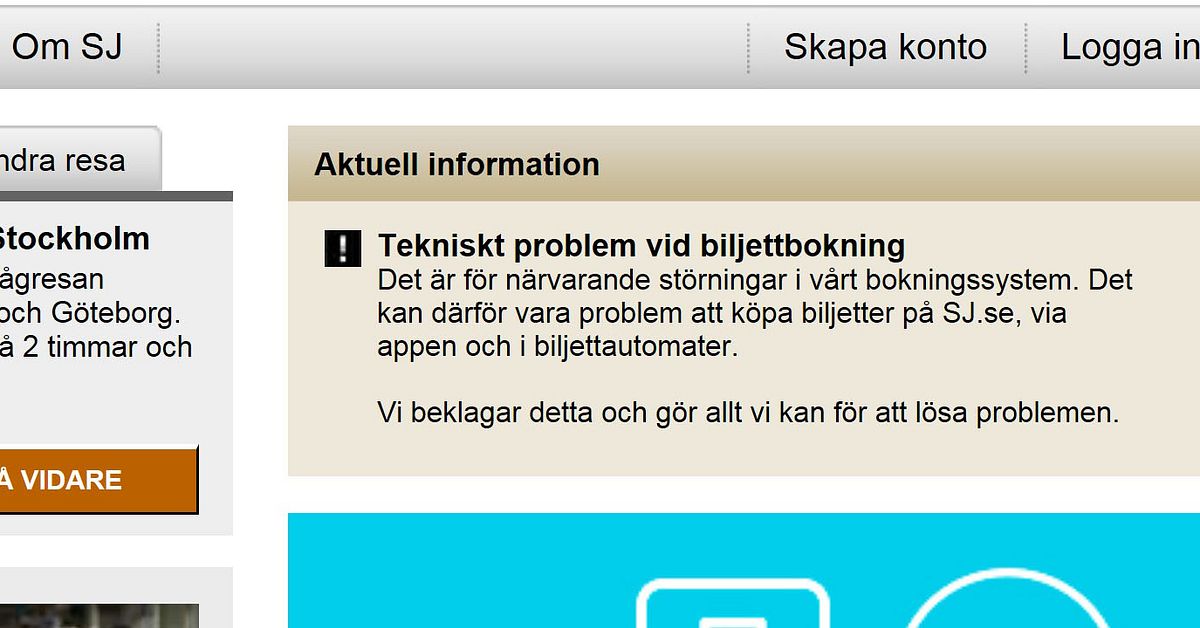 SJ:s bokningssystem igång igen | SVT Nyheter